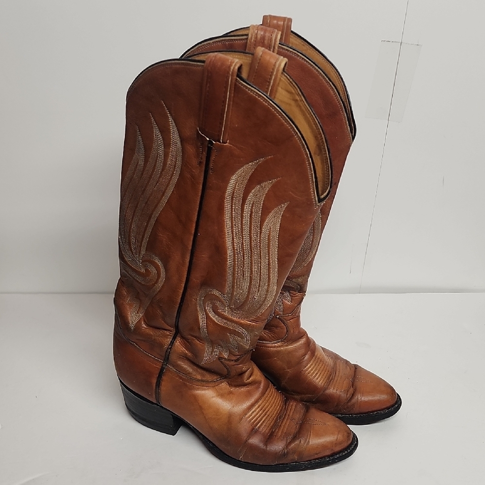 TONY LAMA Cats Paw Vintage brown leather cowboy boots sz 8M/9.5W UNISEX YeeHaw!!